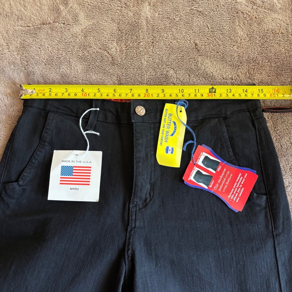 NYDJ Tummy Tuck Jeans Black Wide Leg Pants Butter Wash Made in USA 427B Size 8 - Picture 6 of 9